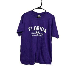Florida Beach Bum Indian Rocks Beach Purple Gildan Heavy Cotton T Shirt Sz L